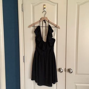 A By Amanda Ruffle Halter Minidress Black Small